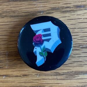 Black Pin with White Letter and Red Rose